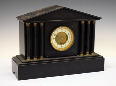 Lot 527 - Victorian black slate mantel clock