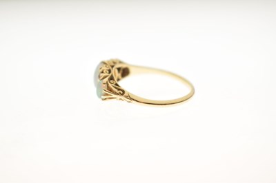 Lot 22 - Edwardian opal and diamond 18ct gold boat cluster ring