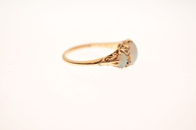 Lot 22 - Edwardian opal and diamond 18ct gold boat cluster ring