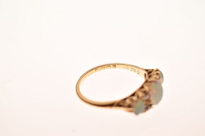 Lot 22 - Edwardian opal and diamond 18ct gold boat cluster ring