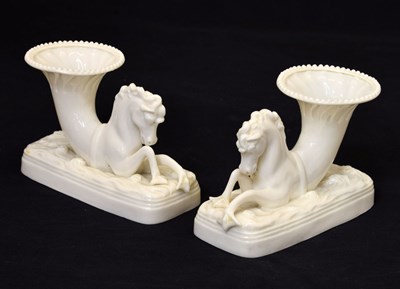 Lot 226 - Pair of Belleek figural vases, each modelled as a horse