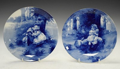 Lot 589 - Pair of Royal Doulton blue and white plates
