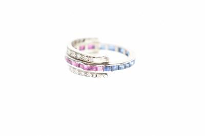Lot 14 - Art Deco Day and Night ruby, sapphire and diamond ring