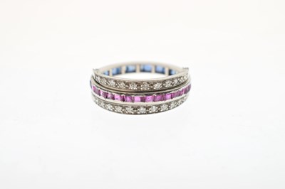 Lot 14 - Art Deco Day and Night ruby, sapphire and diamond ring