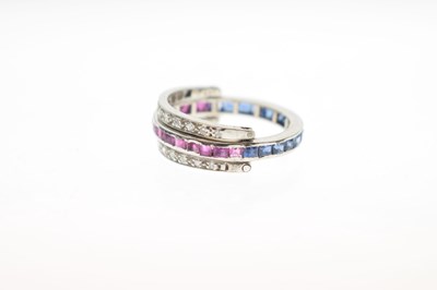 Lot 14 - Art Deco Day and Night ruby, sapphire and diamond ring