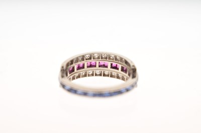 Lot 14 - Art Deco Day and Night ruby, sapphire and diamond ring