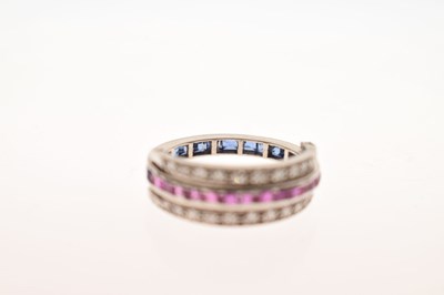 Lot 14 - Art Deco Day and Night ruby, sapphire and diamond ring