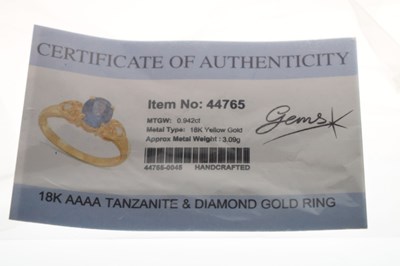 Lot 31 - Tanzanite and diamond 18ct gold dress ring