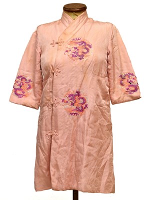 Lot 257 - Chinese lady's pale pink silk padded coat