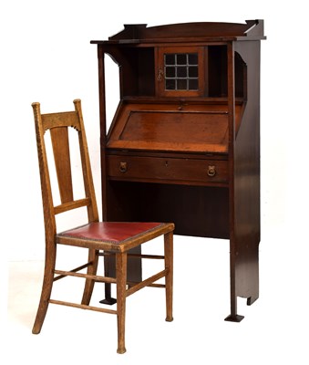Lot 467 - Arts and Crafts mahogany bureau by Goodyer bureau, retailed by Thomas Goodyer