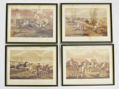 Lot 557 - After Henry Alken (1785-1851) - Four coloured aquatints - 'The First Steeple-Chase on Record'