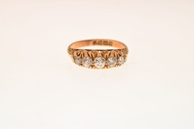 Lot 19 - Diamond five-stone 18ct yellow gold ring