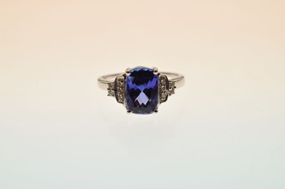 Lot 15 - Tanzanite and diamond 18ct white gold ring