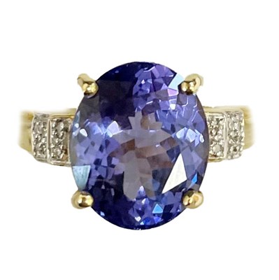 Lot 56 - 18ct gold, oval 'Majestic' tanzanite and diamond ring