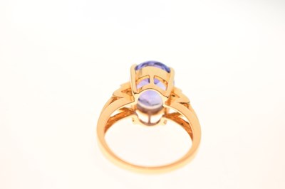 Lot 56 - 18ct gold, oval 'Majestic' tanzanite and diamond ring