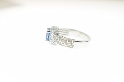 Lot 53 - 18ct white gold, AAA tanzanite and diamond ring