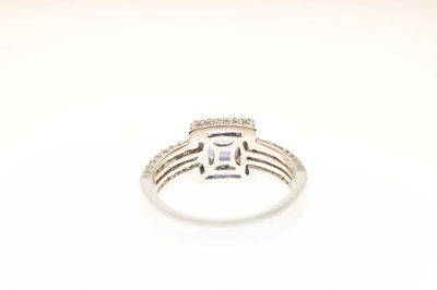 Lot 53 - 18ct white gold, AAA tanzanite and diamond ring