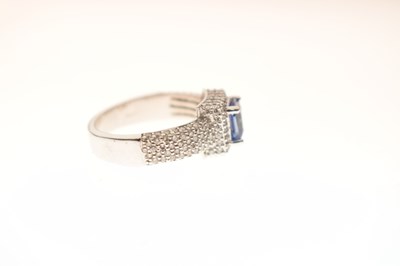 Lot 53 - 18ct white gold, AAA tanzanite and diamond ring