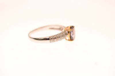 Lot 54 - 18ct white gold 'Chameleon' tanzanite and diamond ring
