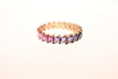 Lot 55 - 9K yellow metal and fancy sapphire full eternity ring