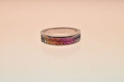 Lot 25 - Fancy coloured sapphire 9ct white gold dress ring