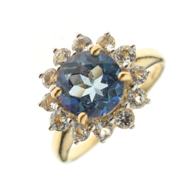 Lot 12 - 'Mystic topaz' coloured stone and white stone 9ct gold dress ring
