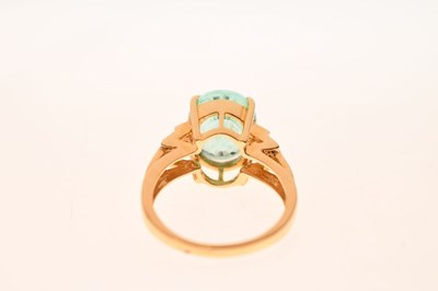 Lot 59 - 18ct gold, Paraiba tourmaline (5.3ct oval) and diamond ring