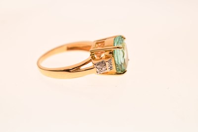 Lot 59 - 18ct gold, Paraiba tourmaline (5.3ct oval) and diamond ring