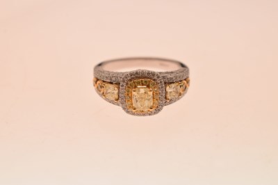Lot 62 - 18ct white gold, yellow and white diamond ring