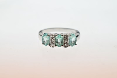 Lot 63 - 9ct white gold, Siberian emerald and diamond ring