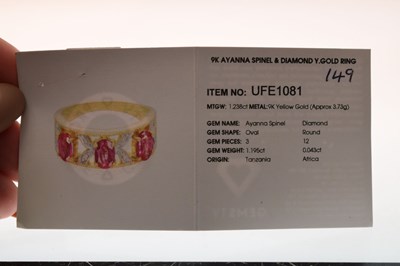 Lot 65 - 9ct gold 'Ayanna' spinel and diamond ring