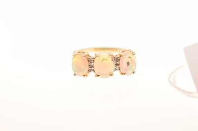Lot 42 - Opal three-stone 14ct gold ring