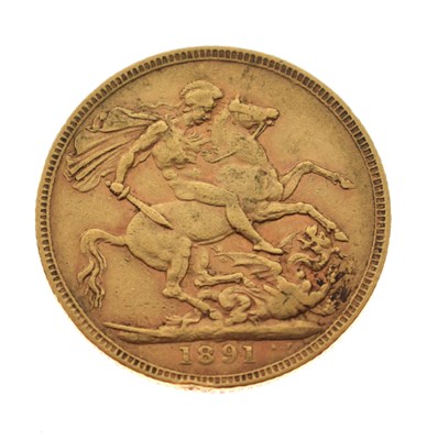 Lot 286 - Queen Victoria gold sovereign, 1891
