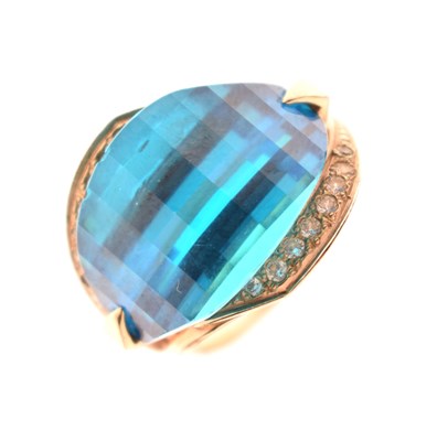 Lot 5 - Blue zircon 14ct gold cocktail ring