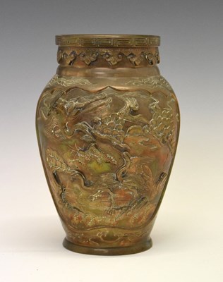 Lot 318 - Japanese Meiji period copper alloy vase