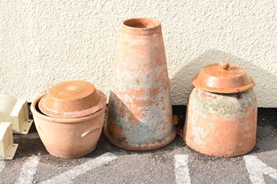 Lot 828 - Group of rhubarb forcers and pot