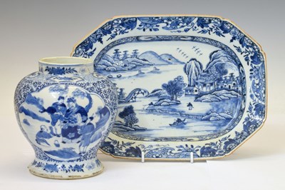 Lot 248 - Chinese blue and white baluster vase and meat plate