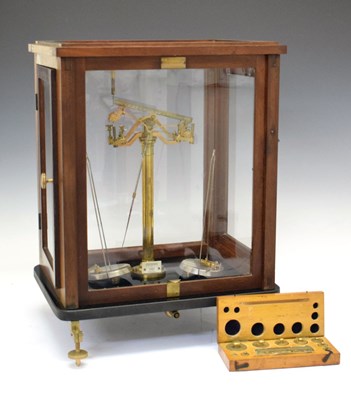 Lot 689 - Cased balance scales, and Philip Smith weight