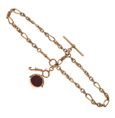 Lot 45 - 9ct rose gold double Albert watch chain