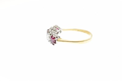 Lot 46 - Ruby and diamond five-stone 18ct yellow gold ring
