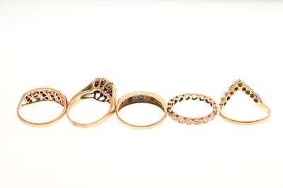 Lot 91 - Five various 9ct gold gem-set dress rings