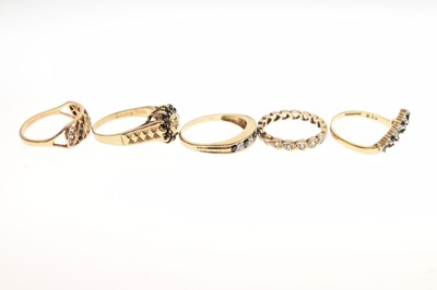 Lot 91 - Five various 9ct gold gem-set dress rings