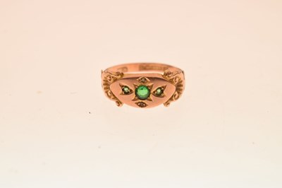 Lot 51 - Edwardian 9ct gold green garnet and diamond ring