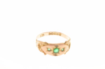 Lot 51 - Edwardian 9ct gold green garnet and diamond ring