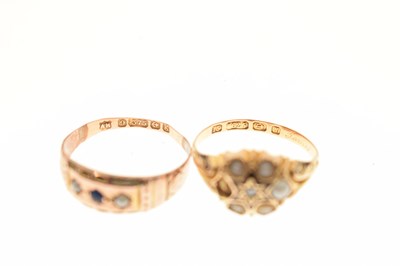 Lot 86 - Victorian seed pearl and rose cut diamond 15ct gold mourning ring