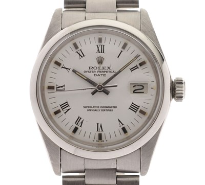 Lot 61 - Rolex - Gentleman's Oyster Perpetual Date stainless steel bracelet watch, ref. 1500