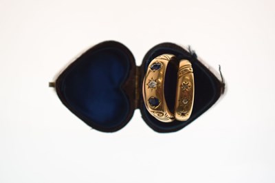 Lot 90 - Edwardian 18ct gold sapphire and diamond gypsy set three-stone ring