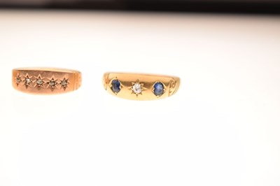 Lot 90 - Edwardian 18ct gold sapphire and diamond gypsy set three-stone ring