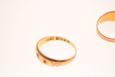Lot 90 - Edwardian 18ct gold sapphire and diamond gypsy set three-stone ring