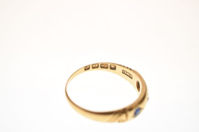 Lot 90 - Edwardian 18ct gold sapphire and diamond gypsy set three-stone ring